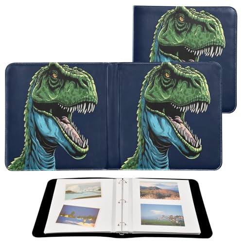 Álbum de fotos adhesivo DIY Scrapbook álbum cuero PU color verde dinosaurio con 3 anillas 40 páginas 8x10 para recuerdos miniatura 2