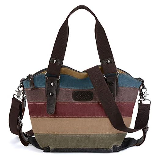 Borsa Donna, Coofit Borse a Mano Borse Tela Borse Tracolla Multi Colore Strisce Borse a Spalla Tracolla