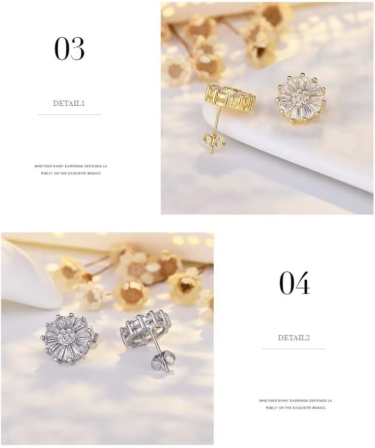 Miniatura 6 de Aretes de girasol para mujer, diseño de margaritas, aretes de tuerca pequeños, aretes florales de primavera, aretes colgantes de gota de flores,