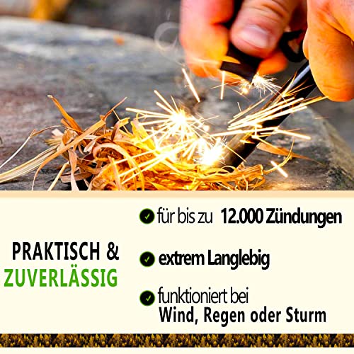SNICHT & SIMONS Feuerstahl | Magnesium Feuerstein + Paracord Set (Gelb/Blau) + Karabiner | Extrem Starker Funkenflug bei… - Image 5
