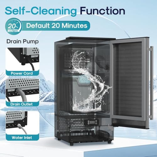 Image of ICEPURE 15 inch Under Counter Ice Maker with Filter and Drain Pump | WiFi Control, ETL FCC, 90lbs /24H, Self-Cleaning, Smart Reminder, 24H Timer, Freestanding Home & Commercial, Stainless Steel