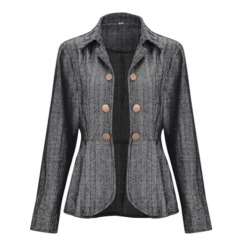 Womens Business Blazer Jackets Ruffle Hem Lapel Collar Office Work Suit Jacket Button Casual Open Front Cardigan Coat3