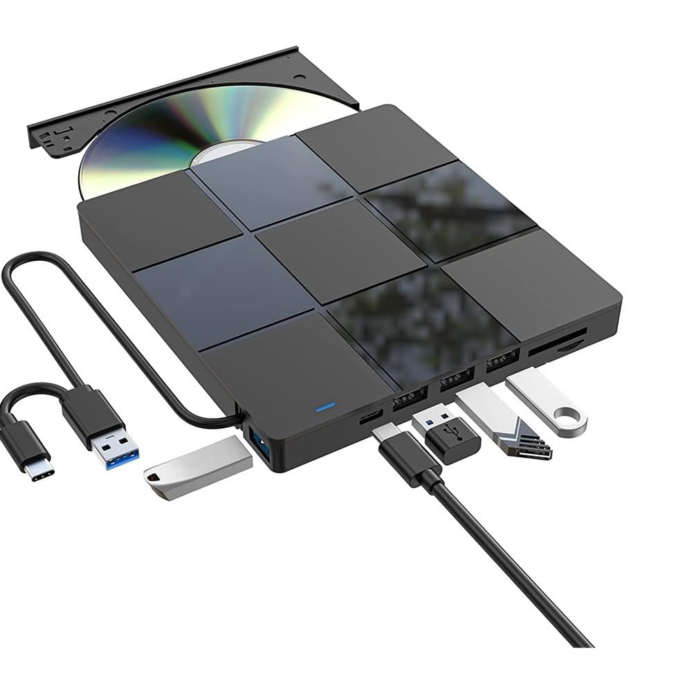 unità Ottica Multifunzione Esterna 7 in 1 Computer USB Lettore Dvd Laptop Bruciatore Esterno Ultrasottile Compatto E Facile da Usare