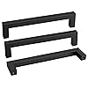 Goldenwarm 2 Pack Black Square Bar Cabinet Pull Drawer Handle Stainless Steel Modern Hardware for Kitchen and Bathroom Cabinets Cupboard,Center to Center 7-1/2in(192mm) Black Kitchen Drawer Pulls