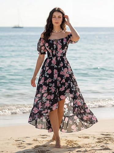 Image of Scarlet Darkness Corset Dresses for Women Summer 2026 Floral Wedding Guest Chiffon Sundress
