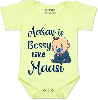 ARVESA Customised Baby Name Baby Romper Maasi Theme for Baby Boy and Baby Girl Cotton 0–12 Months Design No 935 - Bossy Li... Price In India