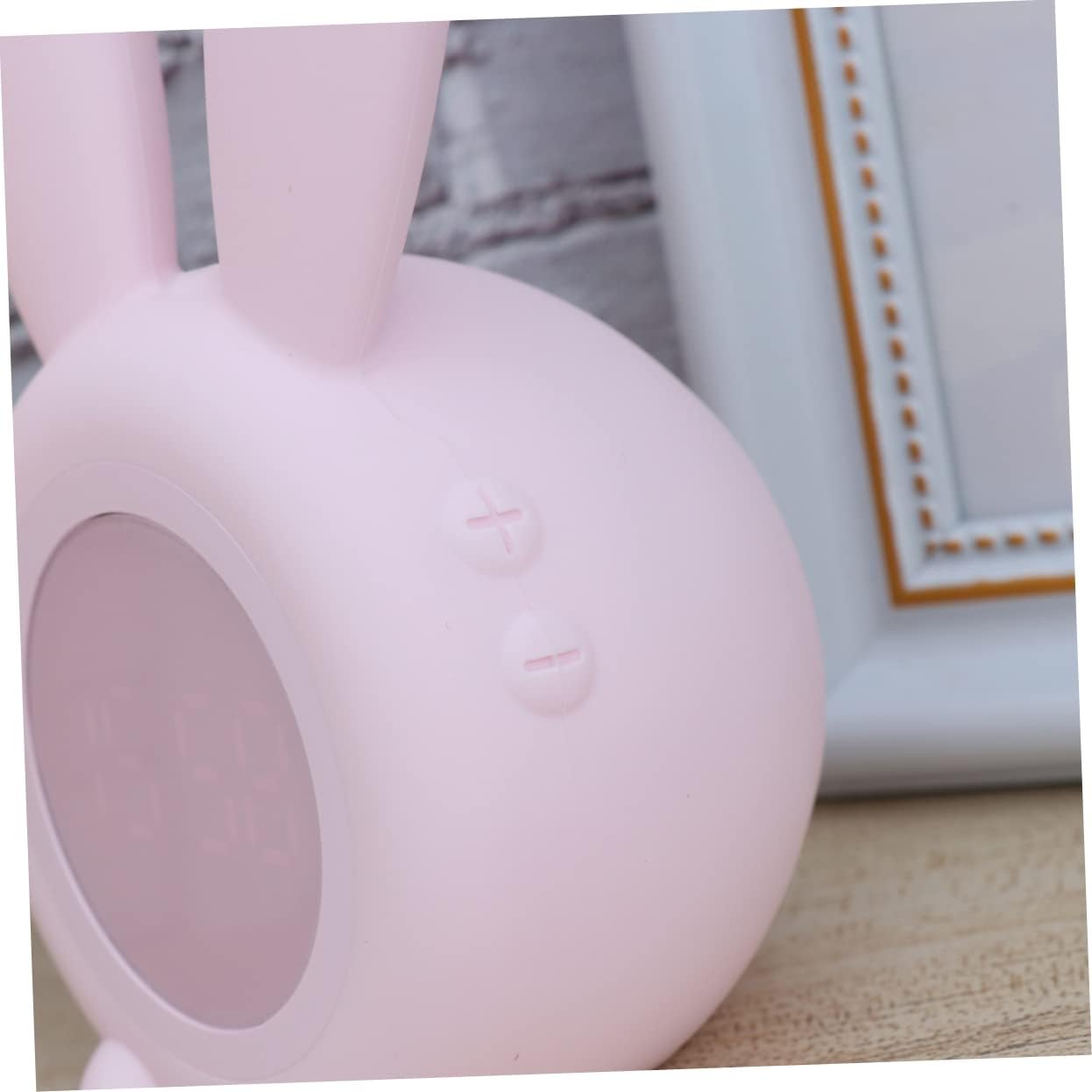 Unomor Cute Rabbit Shape LED Alarm Clock with Snooze Function Digital Bedside Clock for Bedroom and Student Modern Simple Style Pink
