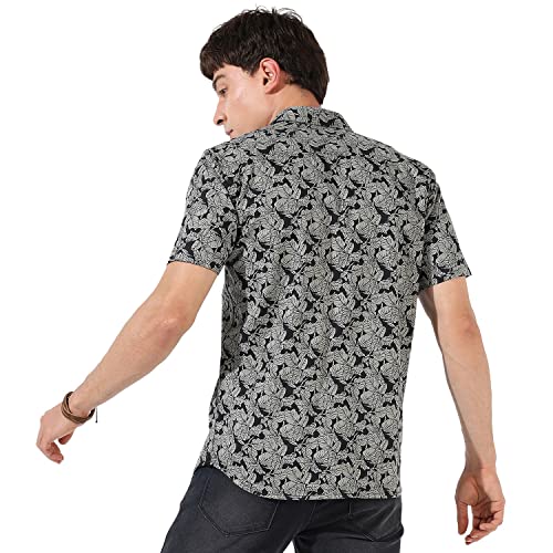 Image of CAHOOT Men's Button Up Shirt for Casual Wear | Regular Fit | Poly Lycra Shirt Crafted with Short Sleeve & Enhanced Stretch Comfort Fit for Everyday Wear