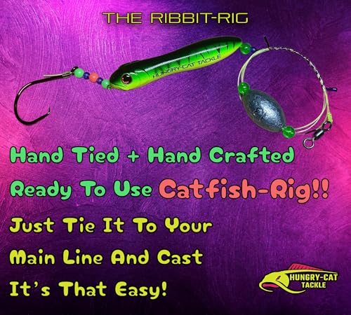 Premium Catfish Ready Rig Ribbit-Rig Multicolor Brillante con Peso 3 oz Egg Sinker miniatura 3