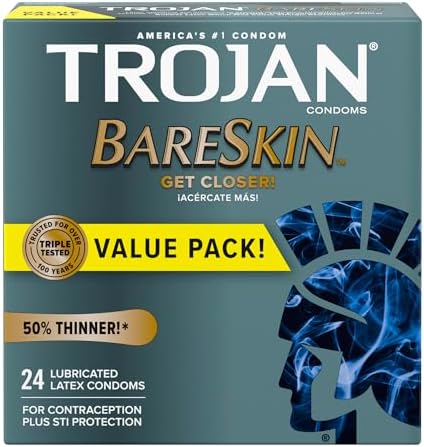 Trojan Bareskin Thin Premium Lubricated Condoms - 24 Count