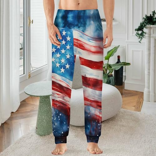 4th of July Patriotic U.S. Flag Men's Pajama Pants Lightweight Pjs Bottoms Lounge Pants Sleepwear Soft Present2