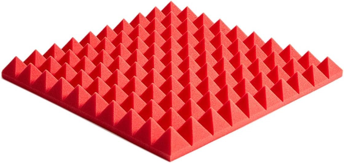Panele z pianki akustycznej 50x50x5 cm, płytki z pianki akustycznej, piankowe podkładki izolacyjne, piramida do studia audio, 10 sztuk (kolor: niebieski) (null czerwony)