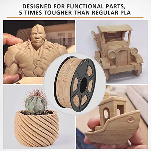 Image of SUNLU Real Wood Fiber PLA Filament, Neatly Wound 1.75mm PLA for FDM 3D Printers, 1kg Spool (2.2lbs), Woody Scent