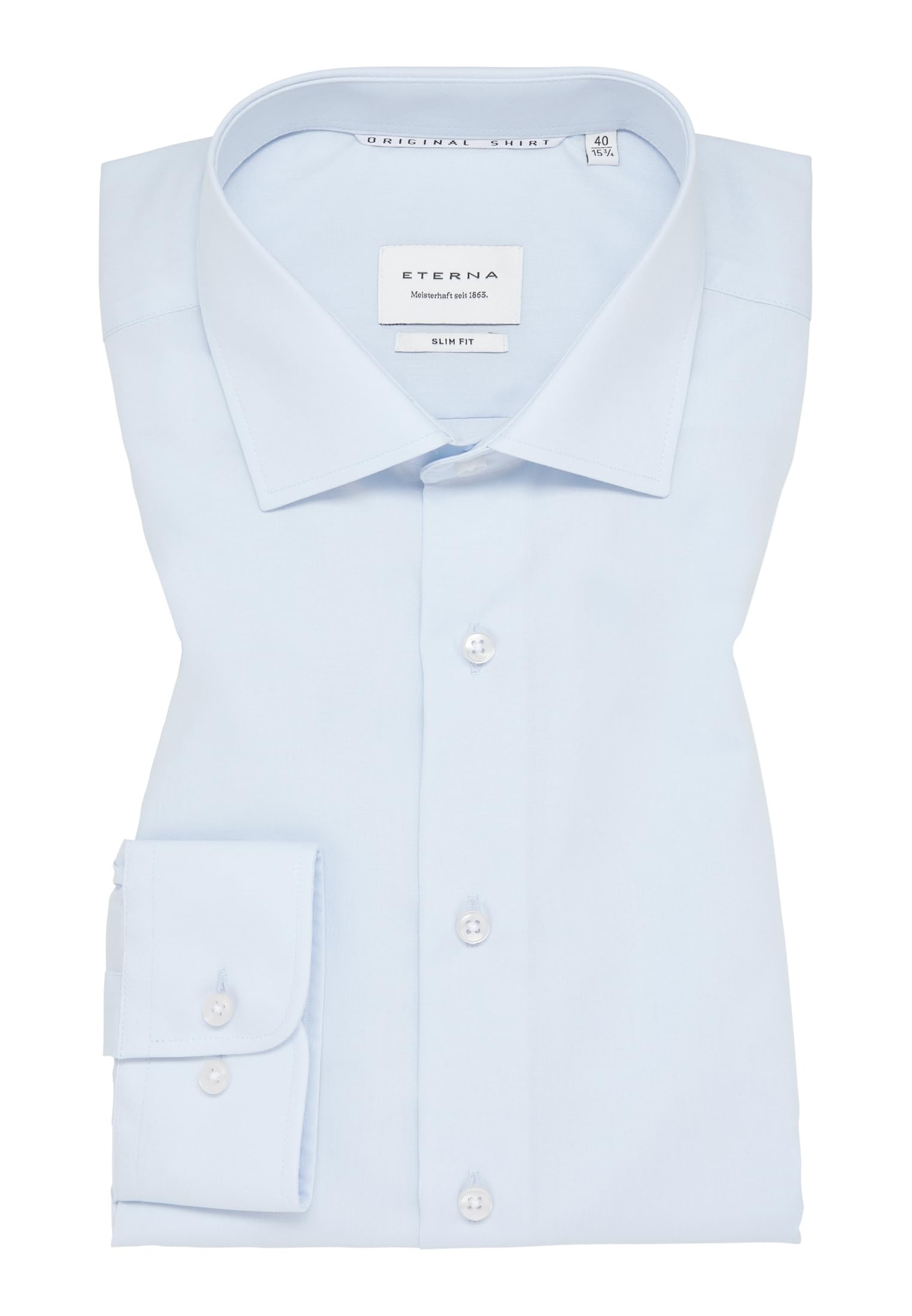 ETERNA Male Original Shirt uni Slim FIT 39_H_1/1, 1/1, Bleu Clair