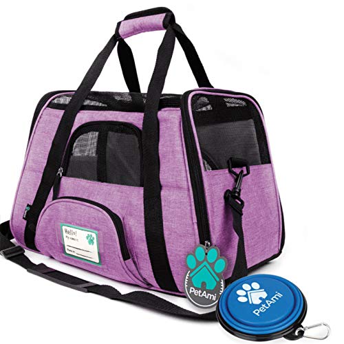 PetAmi Premium Airline Approved Soft-Sided Pet Travel Carrier | Ventilated, Comfortable Design with Safety Features | Ideal for Small to Medium Sized Cats, Dogs, and Pets (Small, Heather Purple)