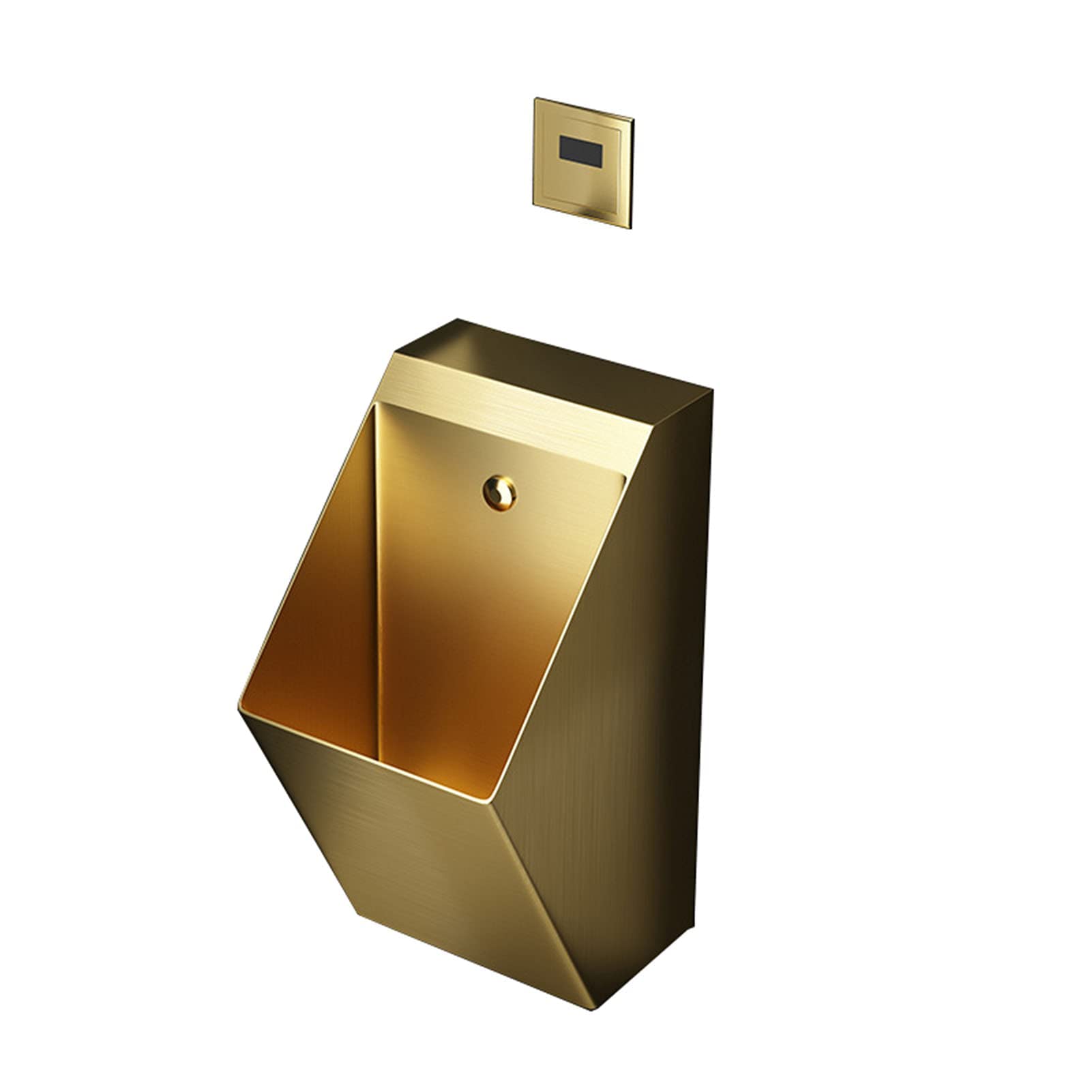 OTQEFTN Stainless Steel Urinal, Golden Small Wall-Mounted Automatic Sensor Flushing Urinal Sink, Men's Urinal Toilet with Non-Contact Flush Valve, Suitable for Bathroom, Toilet