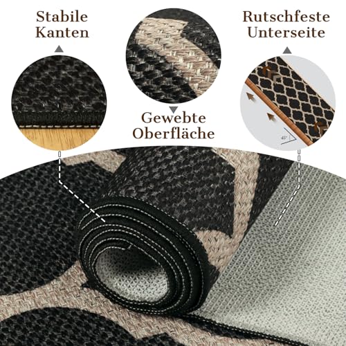 TUKDAK Weben Teppich Läufer Flur rutschfest 60x180cm, Waschbar Küchenteppich, Flurläufer Modern, Teppichläufer, Küchenläufer, Flur Teppich… – Ansicht 3