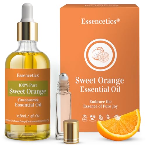 Sweet Orange Essential Oil 4oz - 100% Natural - Infused with Olive & Sunflower Oils - Perfect Orange Essential Oil Organic for Aromatherapy Skin Massage & Cleaning