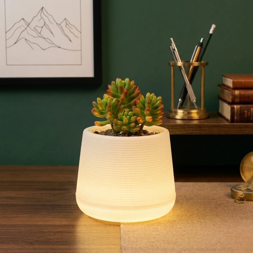 Urban Upvan LED Plastic Pots for Indoor Plants | Decorative Flower Pots & Planters for Home Décor | Living Room, Bedroom, Kitchen, Table Top & Office | Ideal for Gifting | Warm White-image-31