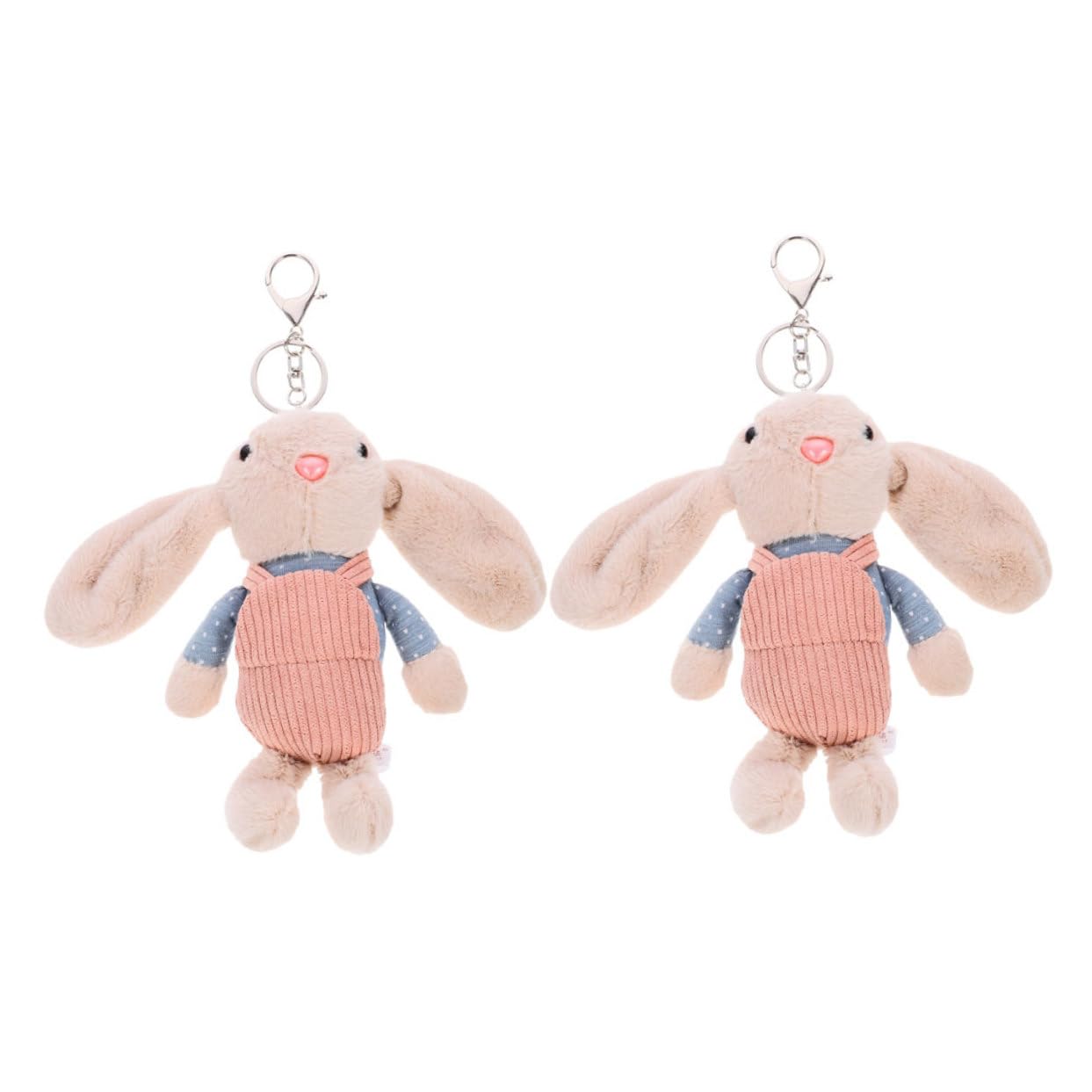 Sosoport 2Pcs Plush Rabbit Keychain Pendant Cute Bunny Keyring Bag Charm for Soft Plush Material Lightweight Adorable Design for Backpacks Keys present