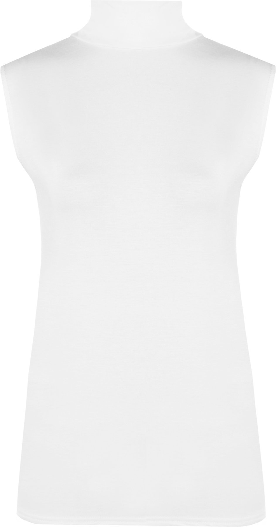 WearAll Womens Plus Size Plain Turtle Neck Sleeveless Ladies Top - White - 20-22