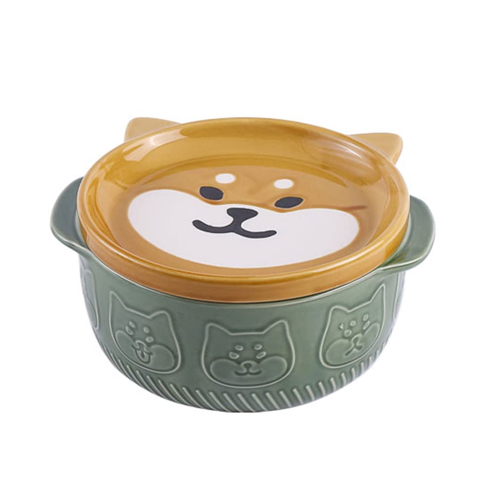 Fuhjythy Cartoon Japanese Ceramic Cat Dog Noodle Bowls With Lids Cute Animal Soup Salad Fruit Bowl Kitchen Tableware A