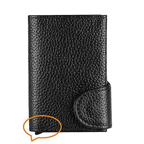 LOSTBREAKER Safe Wallets for Cedit Cards, Thin Wallet RFID Blocking, POP-UP Wallet Credit Card Holder, Minimalist Aluminum Pocket Wallet for Men Women, Black, Small