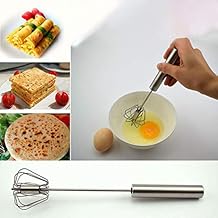 Stainless Steel Manual Whisk Egg Beater reaker Rotary - Versatile Tool for Egg Beater, Milk Frother, Hand Push Mixer Stirrer - Kitchen Utensil for Blending, Whisking, Beating & Stirring