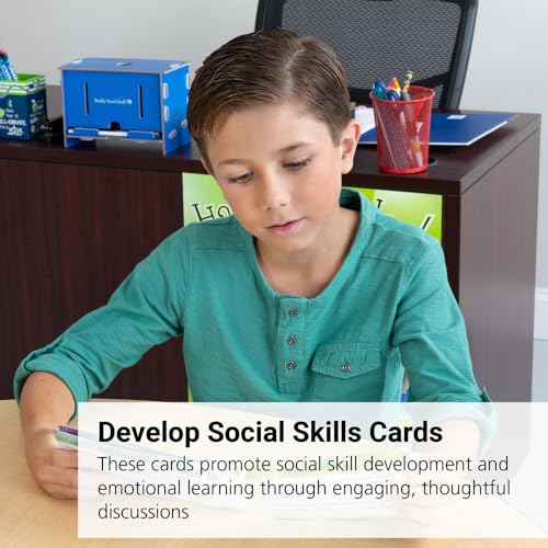 Image of Really Good Stuff Social Skills Discussion Cards, Set of 20 | Ages 7+, Grades 2+, Conversation Cards for Kids to Understand Social Rules and Develop Essential Social-Emotional Skills