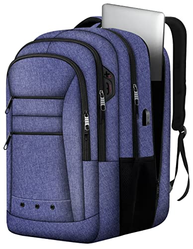 Large Backpack, Travel Backpack, Laptop Backpack, Durable 17 Inch Extra Large Tsa Computer Backpacks With Usb Charging Port, 40L High Capacity Water Resistant Tsa Carry On Computer Business Bag, Blue #TOP6