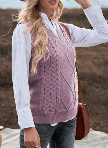 Image of EVALESS Oversized Sweater Vest for Women V Neck Sleeveless Solid Color Loose Pullover Sweater