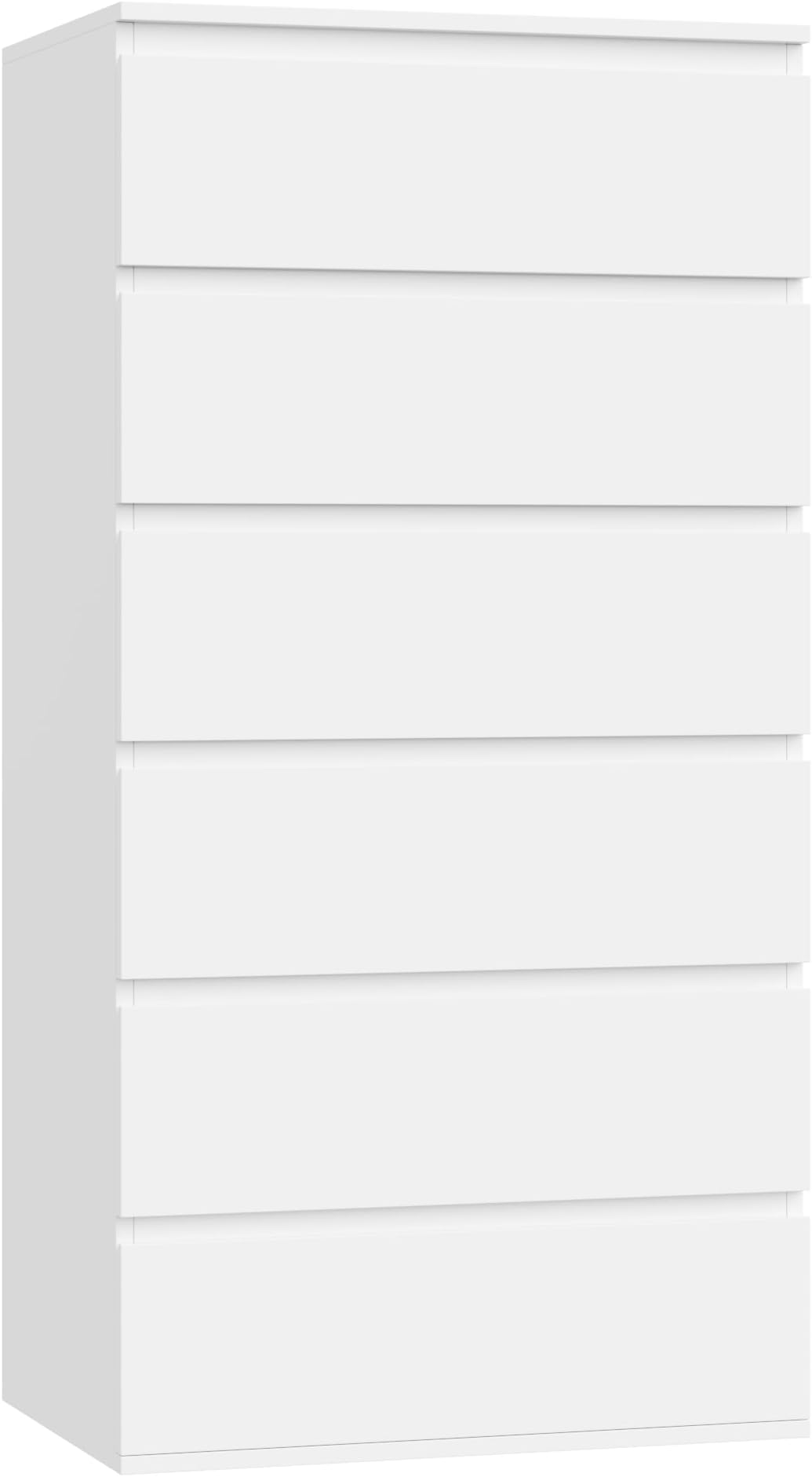 FOREHILL Chest of Drawers with 6 Drawers 119cm Tall Storage Cabinet White Chest of Drawers Dresser Wooden Cupboard for Bedroom Living Room 60x40x119cm