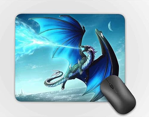 Alfombrilla de mouse rectangular de dragón azul de fuego frío, alfombrilla de mouse rectangular de goma antideslizante, alfombrilla de mouse de