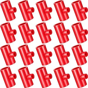 Diyfixlcd Kip Waterer PVC Tee Fitting voor Pluimvee tepel Horizontale Konijn Tepel, Vul Metalen Cup voor 0,84 Inch Schema 40 Plastic Leidingen met 3/8 Inch FTP Draad (Rood)