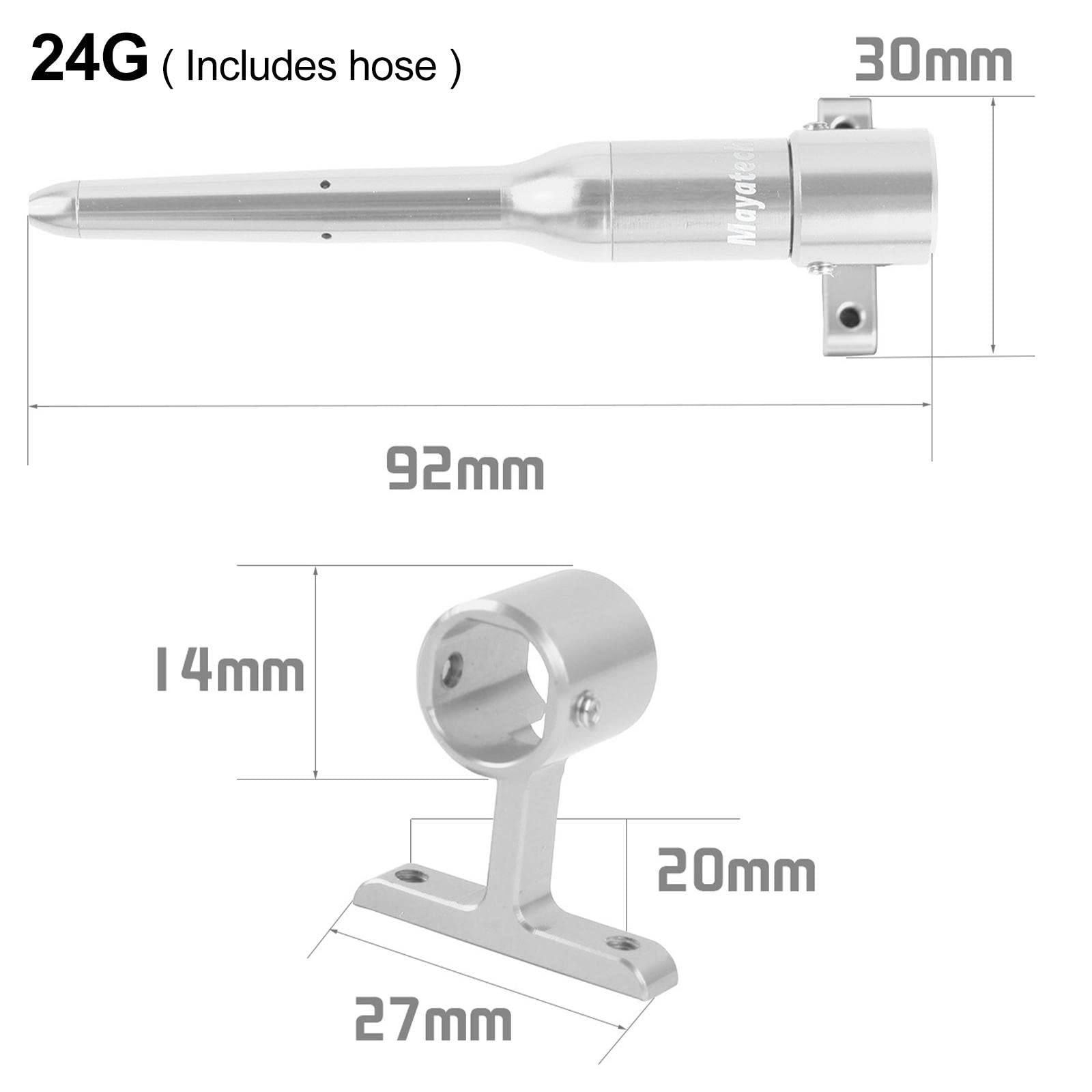 #N/A/a Kit de Reemplazo de Tubo de Silicona con Base de Aleación de Aluminio Y Tornillo M3 para Motor de Coche RC Y Avión, Plata