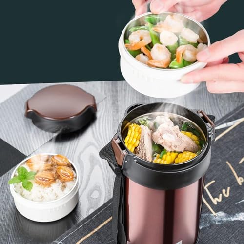 Szczelne pudełko na lunch Bento ze stali nierdzewnej z 3 poziomami i zestawem sztućców – przenośne pojemniki na lunch dla dorosłych na lunch do pracy i szkoły