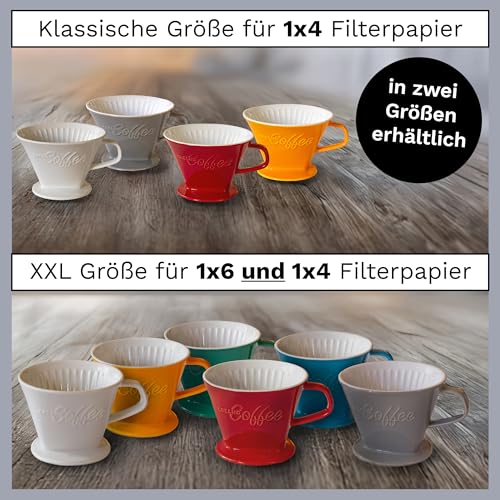 Creano® Porzellan Kaffeefilter XXL (Weiß) für Filtertüten Gr. 4 und 6 – Ansicht 4