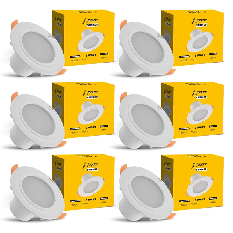 Jaquar 6W Striker Round Downlight with Aluminium Heat Sink | Junction Box LED Downlight | Mood Light for False Ceiling | 83 Cut Out | Neutral White 108 x 62(DXH) MM(Pack 6)-image-35