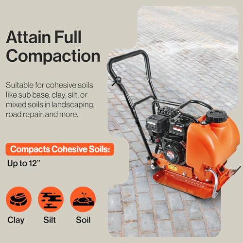 Image of SuperHandy Plate Compactor Heavy Duty 7HP 4200lbs Impact Force - w /Water Tank for Concrete and Dirt