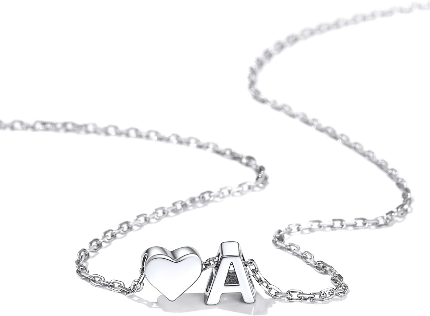 ChicSilver 925 Sterling Silver Heart Initial Necklaces for Women -Dainty Personalized Heart Pendant Letter Alphabet Necklace for Women - Image 7