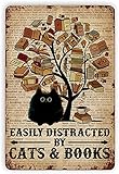 Photo Gallery curteny targa in metallo a forma di libro con albero di gatto nero, con scritta in inglese "easily distracted by cats books", divertente poster in metallo per bar, cucina, caffetteria, fattoria Photo Gallery curteny targa in metallo a forma di libro con albero di gatto nero, con scritta in inglese "easily distracted by cats books", divertente poster in metallo per bar, cucina, caffetteria, fattoria