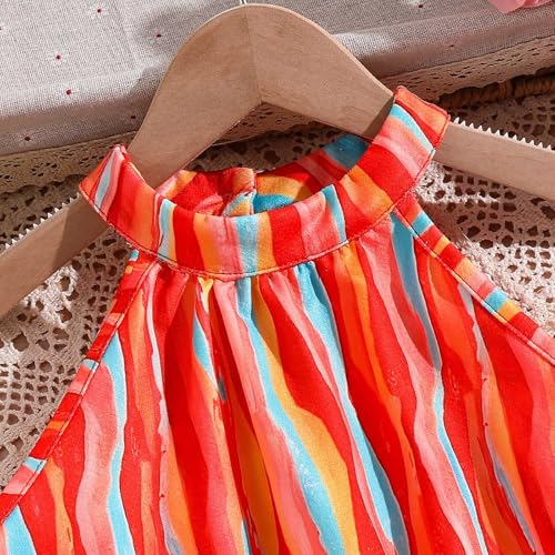 Girls Halter Sleeveless Summer Dress Trendy Casual Printed A-Line Elegant Daily Dresses for 8-13 Years4