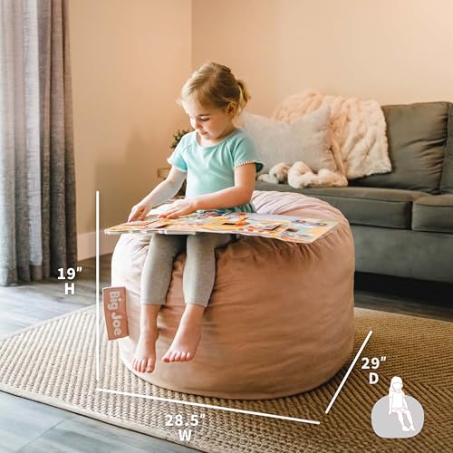 Image of Big Joe Fuf Small Foam Filled Bean Bag Chair, Desert Rose Plush, Soft Polyester, 2 feet