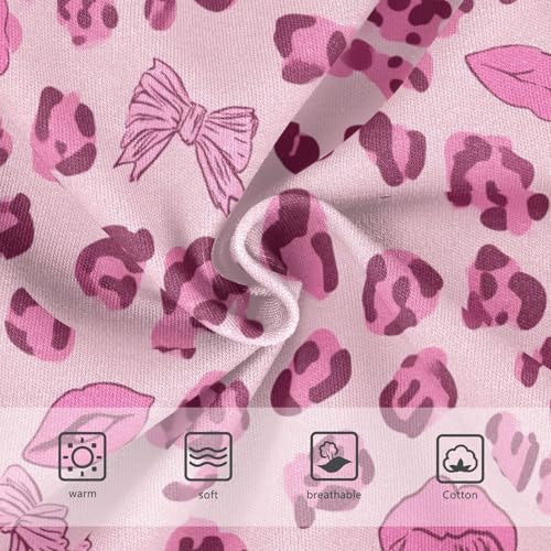 Wusikd Pink Leopard Print Bows Girls' Underwear Cotton Girls Briefs Soft Toddler Underwear 2T3