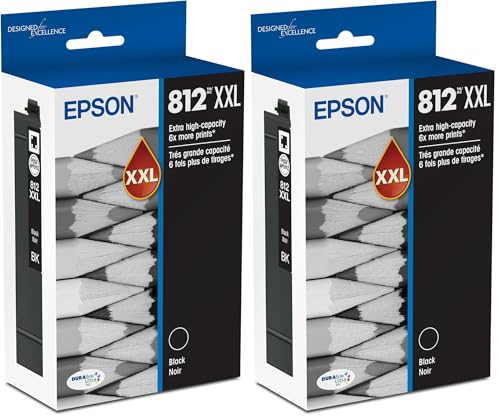 Image of Epson 812 DURABrite Ultra Ink Extra-high Capacity Black Cartridge (T812XXL120-S) Works with Workforce Pro WF-7310,7820,7840,EC-C7000,(Pack of 2)
