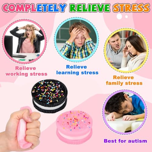 YEWCEP 2 Stück Taba Squishy, Squishy Toy, Squishy Für Oreo, Keks-Stressabbau-Spielzeug, Quetsch Spielzeug, Antistress Spielzeug, Anti Stress Spielzeug, Fufu Squishy (Schwarz+ Rosa)