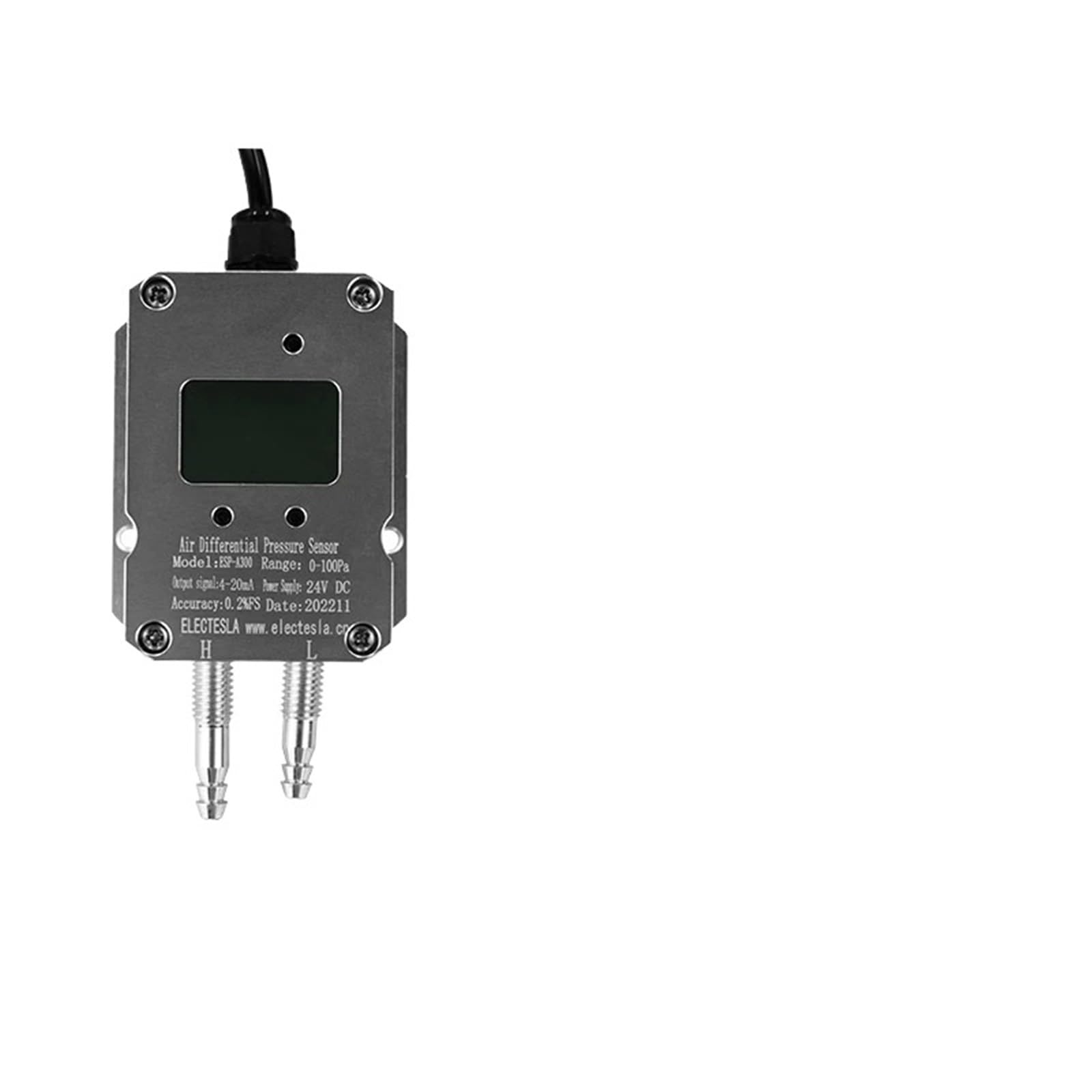 Transmisor de sensor presión diferencial aire, gas y viento 4-20 mA Alta precisión(200Pa)