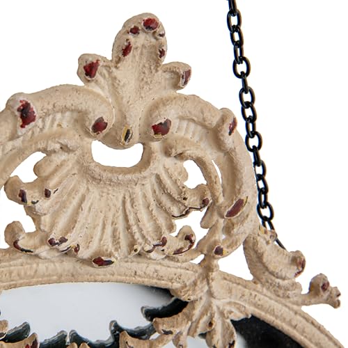 Image of Creative Co-Op Vintage Pewter Framed Wall Mirror with Decorative Chain, Cream