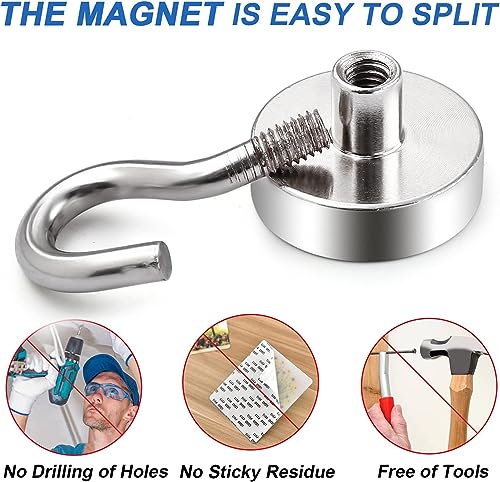 Lovimag 25LB-SILVER 4PACK Cruise Magnets For Door, 25Lbs Magnet Hooks For Cruise Cabin,Strong Magnetic Hooks thumb #4