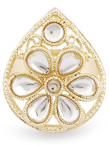 Meenakari Kundan Adjustable Rings Set - Pack of 3